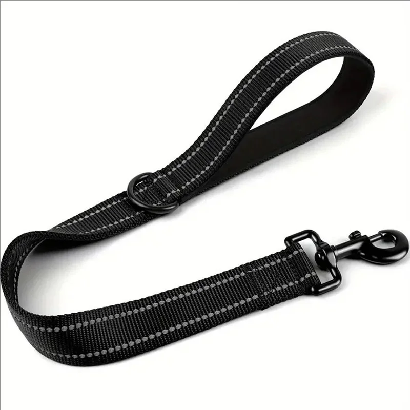 30/45/60cm Dog Rope Short Dog Lead Nylon Reflective Big Dog Training Leash With Zinc Alloy Lock Lockable 360 Degree Rotation