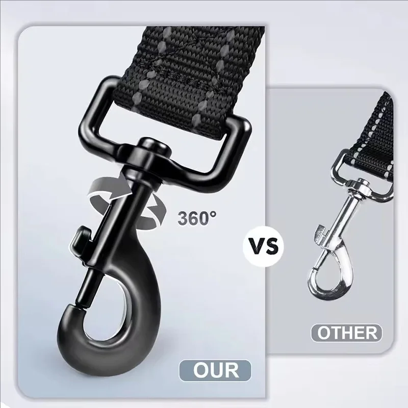 30/45/60cm Dog Rope Short Dog Lead Nylon Reflective Big Dog Training Leash With Zinc Alloy Lock Lockable 360 Degree Rotation