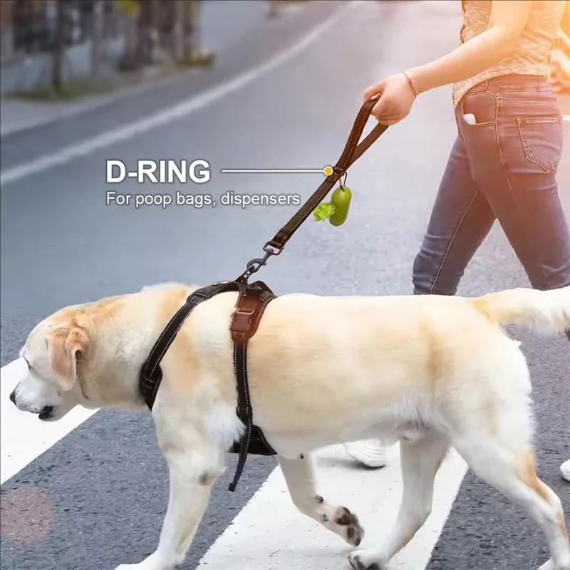 30/45/60cm Dog Rope Short Dog Lead Nylon Reflective Big Dog Training Leash With Zinc Alloy Lock Lockable 360 Degree Rotation