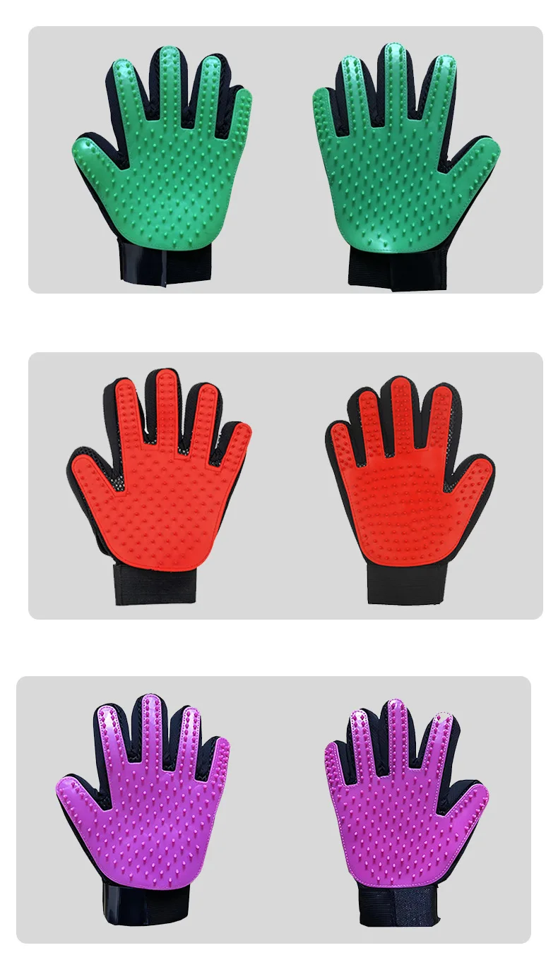 Cat Hair Remove Gloves Rubber Pet Beauty Cleaning Grooming Effective Massage Dog Combs Floating Brush 6 Color