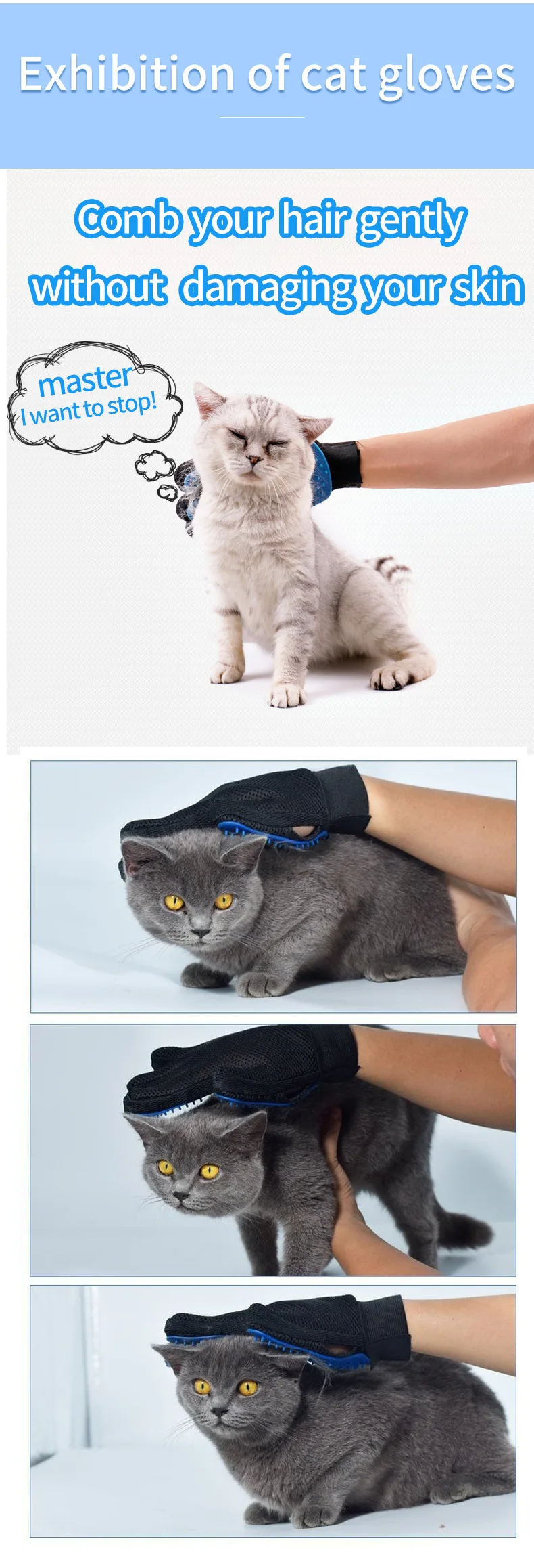 Cat Hair Remove Gloves Rubber Pet Beauty Cleaning Grooming Effective Massage Dog Combs Floating Brush 6 Color