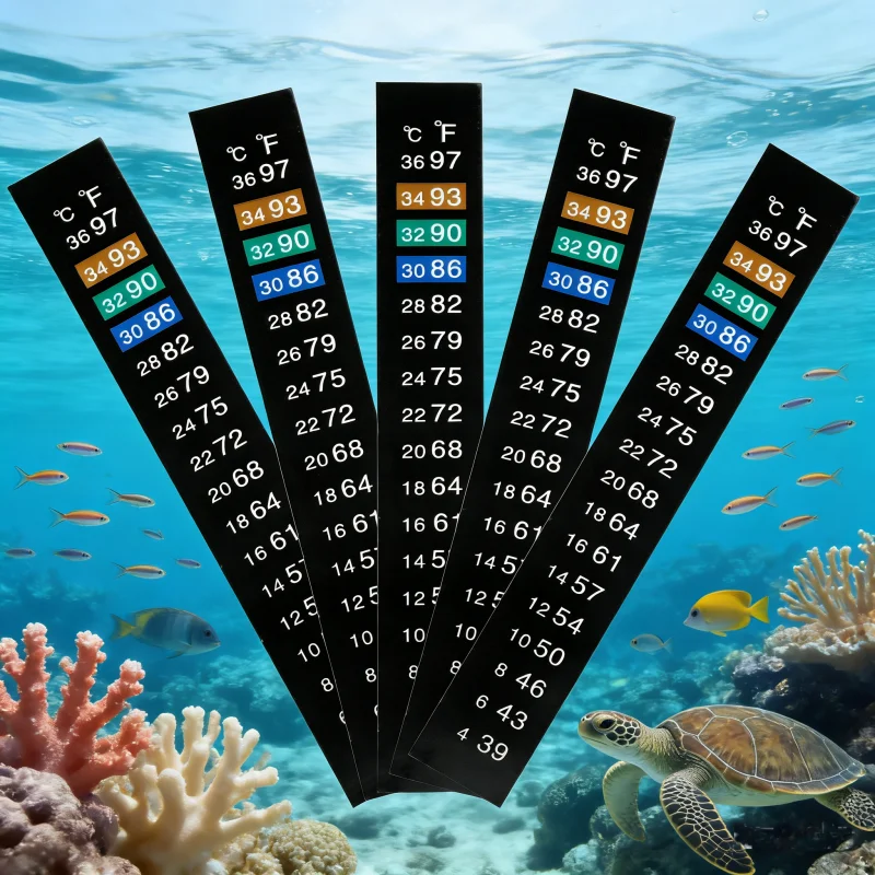 5Pcs/10Pcs Aquarium Fish Tank Strip Stick-on discolor Thermometer Sticker Adhesive Sticky Dual Scale Sticker Temperature Tools
