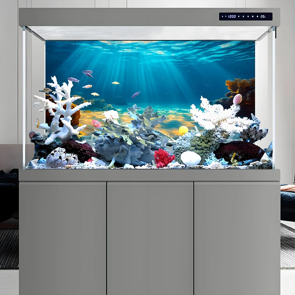 Sunshine Beach, Aquarium Background Wallpaper, Fish Tank Stickers, Suitable for Aquariums, Fish Tanks, High Definition