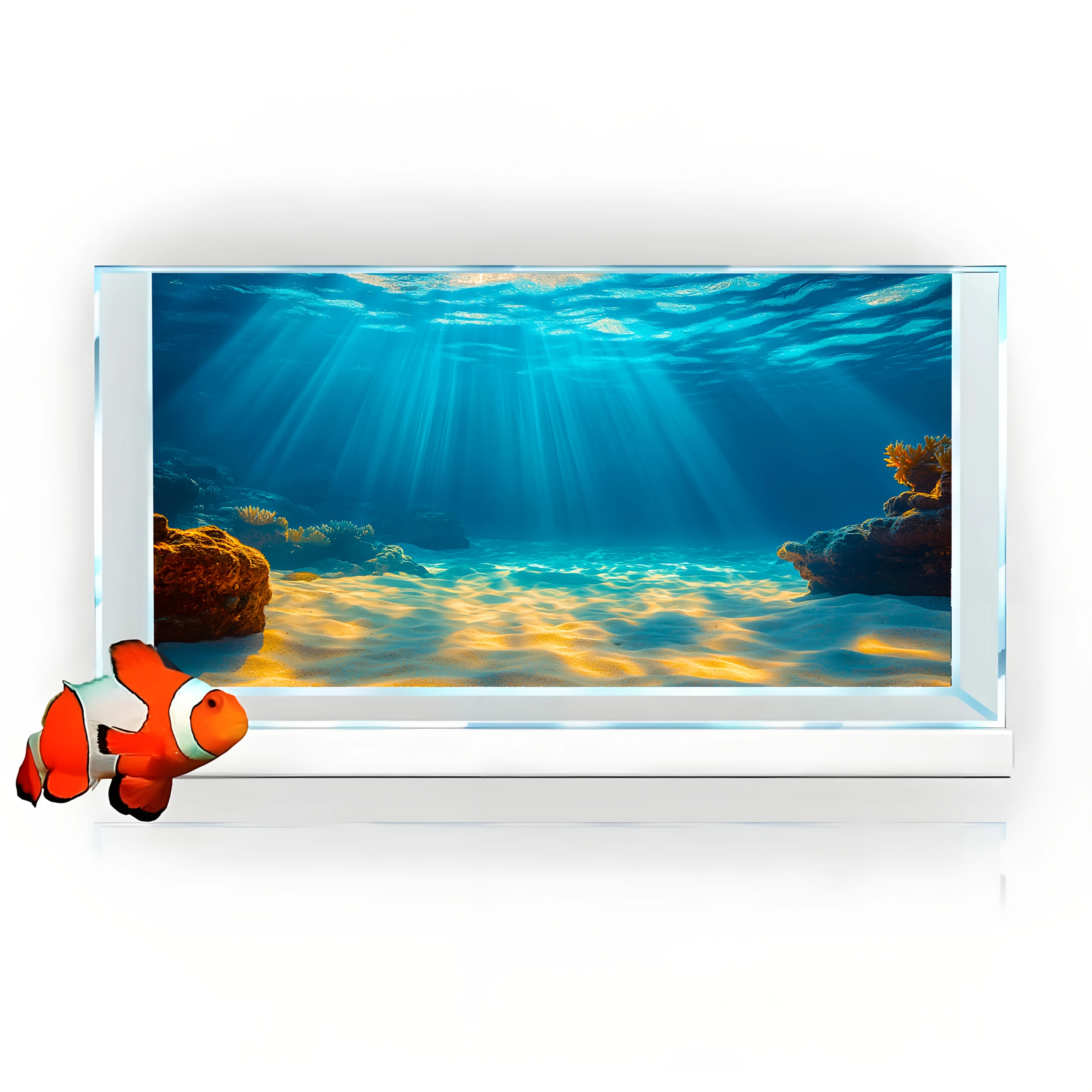 Sunshine Beach, Aquarium Background Wallpaper, Fish Tank Stickers, Suitable for Aquariums, Fish Tanks, High Definition