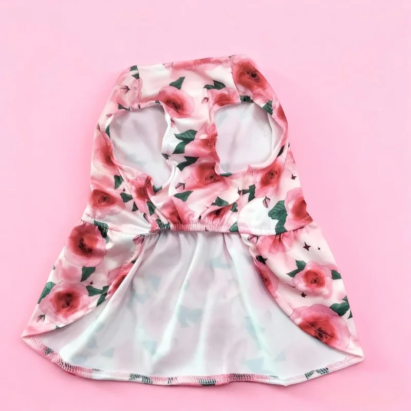Dog Print Dress Clothing Rose Bow Dress Dog Cat Love Balloon Thin Dress Holiday Party Valentine's Day Festival Dress Up Supplies