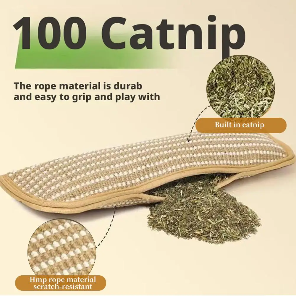 Catnip Toys for Indoor Cats Cat Toys Sisal Scratching Pad Bite Resistant Kitten Teething Toys Interactive Cat Nip Kicker Toys