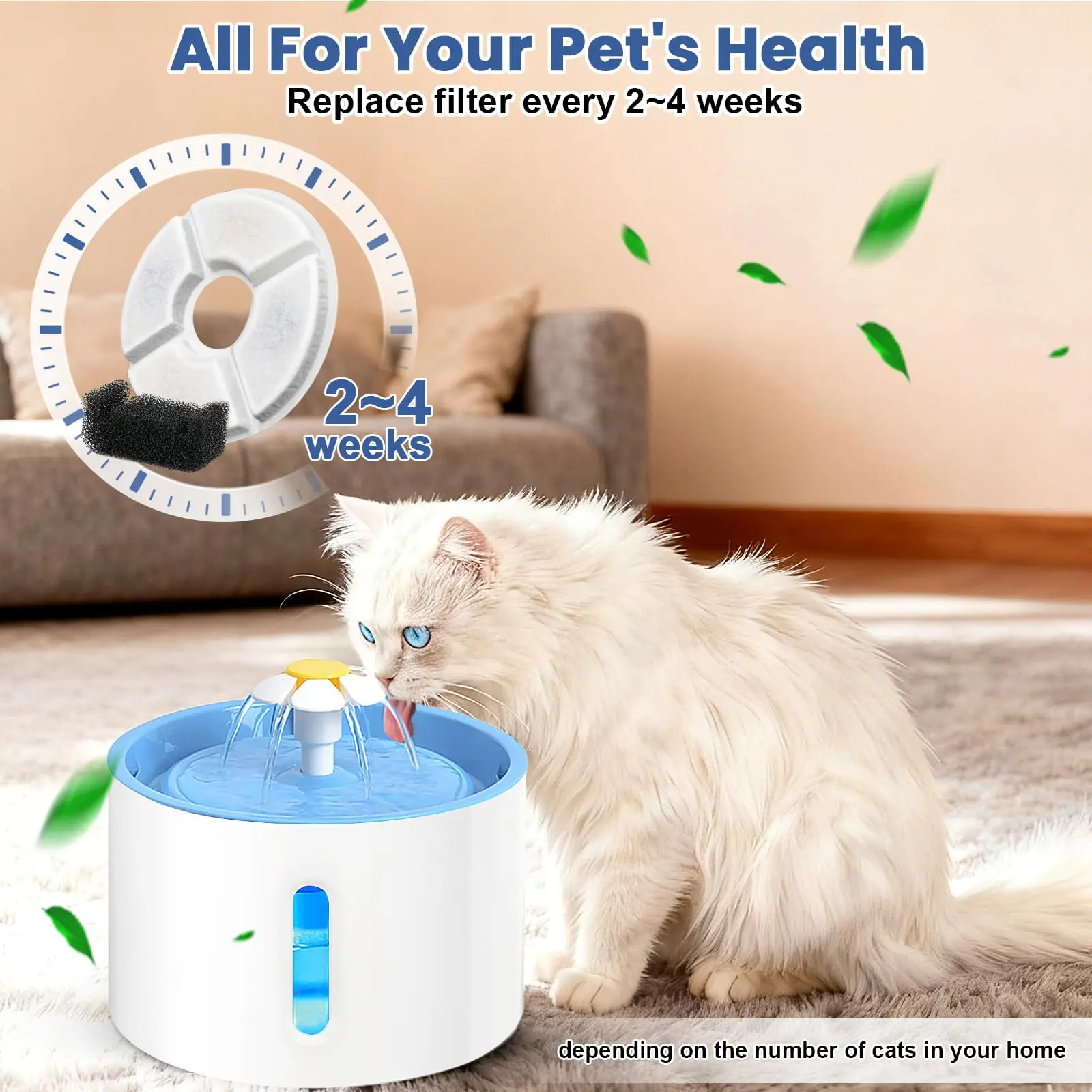 Cat Water Fountain Filter Replacement,4/8/12pcs Round Carbon Filters Set for Automatic Pet Fountain Multiple Filtration System