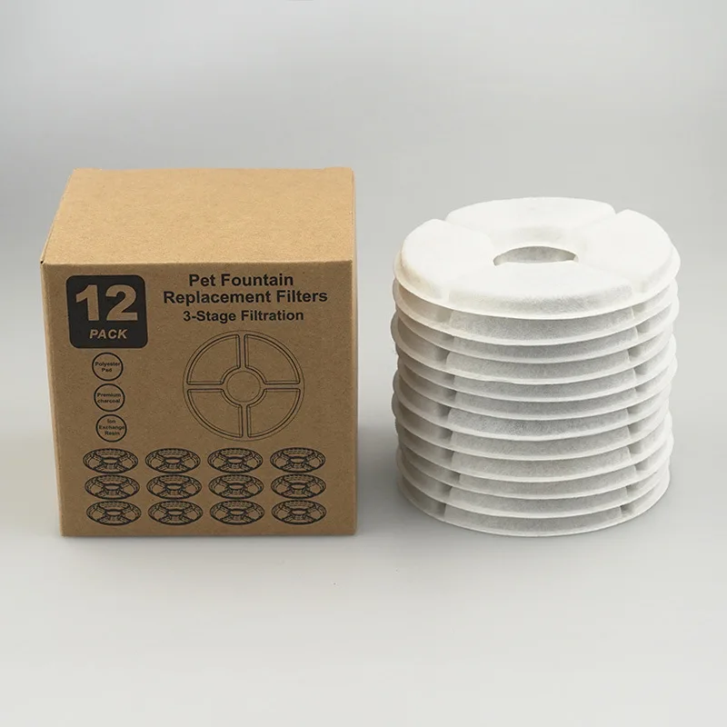 Cat Water Fountain Filter Replacement,4/8/12pcs Round Carbon Filters Set for Automatic Pet Fountain Multiple Filtration System