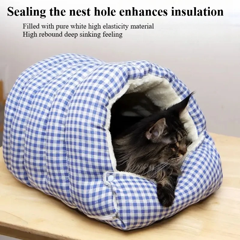 Foldable Winter Pet Sleep Bed/Bag for Cats Dogs, Thickened Semi-Enclosed Design, Soft Indoor, Christmas/Warm in Autumn/Winter