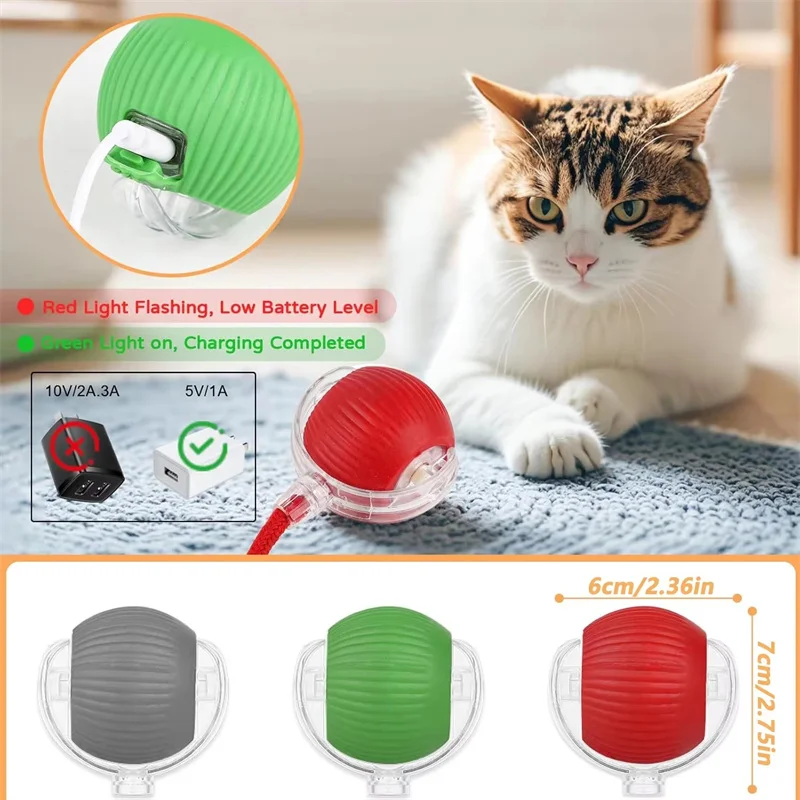 Dog Cat Interactive Ball Toy Automatic Rolling Ball Faux Tail Rechargeable Smart Pet Electric Toy Dog Cat Training Imitate Mouse