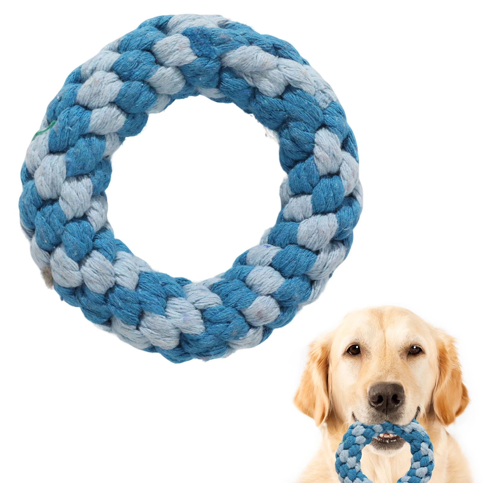 Dog Cotton Rope Toy Chew Teeth Cleaning Interactive Knot Ball for Small Medium Puppy Golden Retriever Border Collie