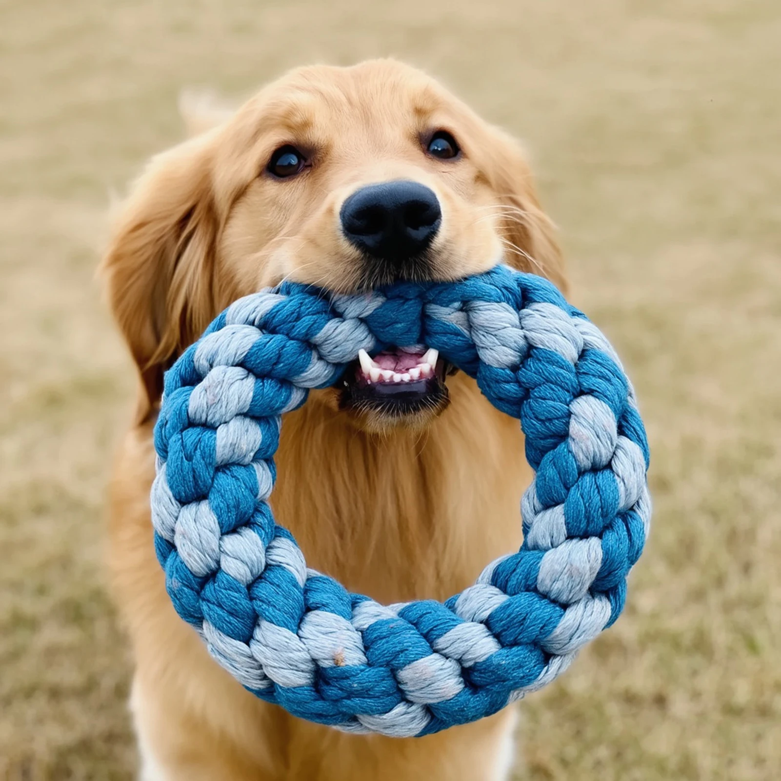 Dog Cotton Rope Toy Chew Teeth Cleaning Interactive Knot Ball for Small Medium Puppy Golden Retriever Border Collie