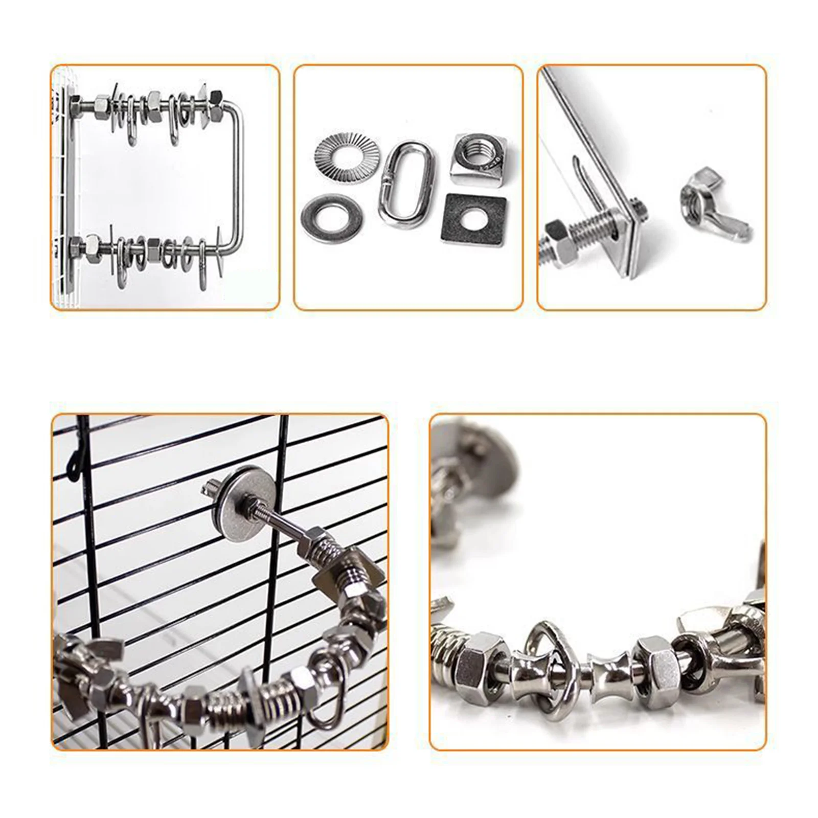 Stainless Steel Bird Perch Stand Chew Toy Bird Cage Display Bar For Small Medium Parrots With Biting Proof Design Interactive