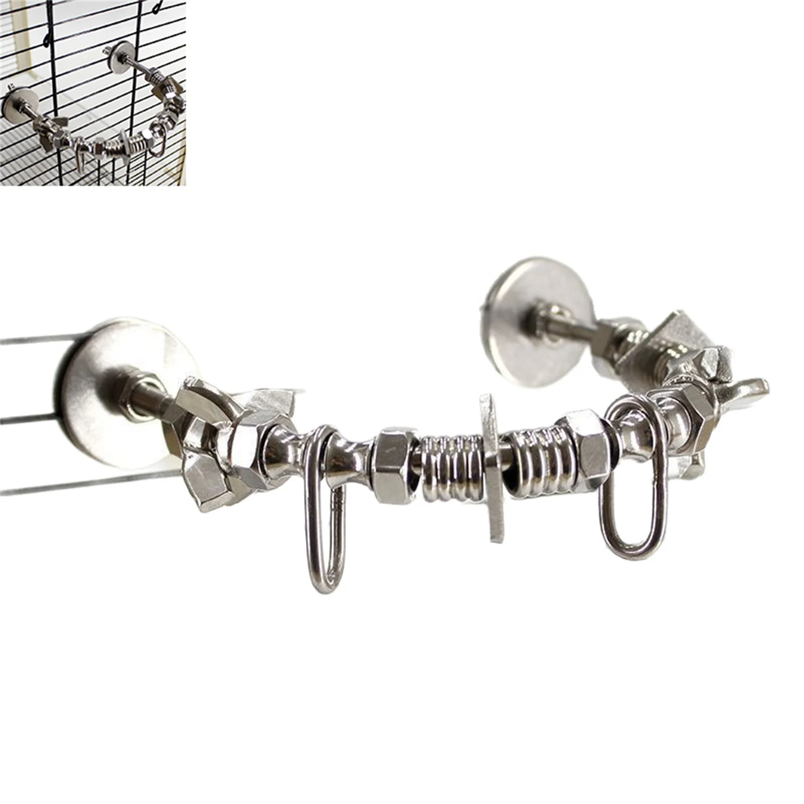 Stainless Steel Bird Perch Stand Chew Toy Bird Cage Display Bar For Small Medium Parrots With Biting Proof Design Interactive
