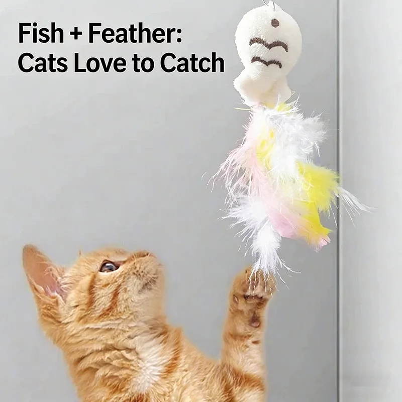 Cat Teaser Wand Steel Wire Dragon Cat Toy With Bell Fish Interactive Bite Resistant Durable Self Amusing Pet Toy For Cats