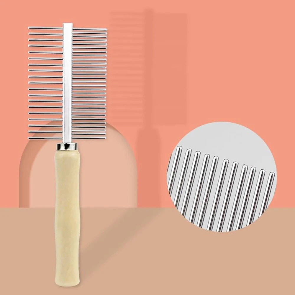 1Pcs Pet Wooden Handle Comb Cats/Dogs Stainless Steel Beauty Comb Pet Hair Removal Cleaning Tool Portable Dog Massage Accessory