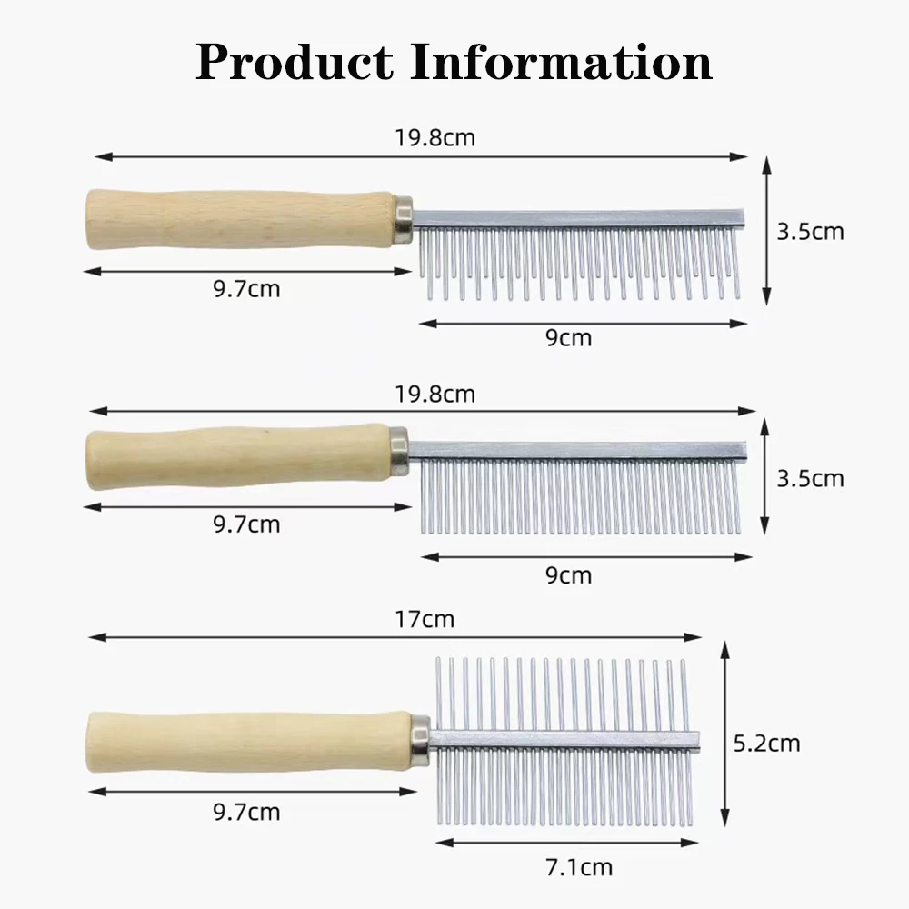 1Pcs Pet Wooden Handle Comb Cats/Dogs Stainless Steel Beauty Comb Pet Hair Removal Cleaning Tool Portable Dog Massage Accessory