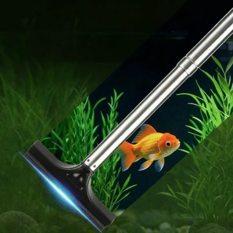Telescopic Aquarium Scraper Brush Multi-Purpose Cleaning Tool for Algae And Debris Removal Adjustable Reach for Fish Tank