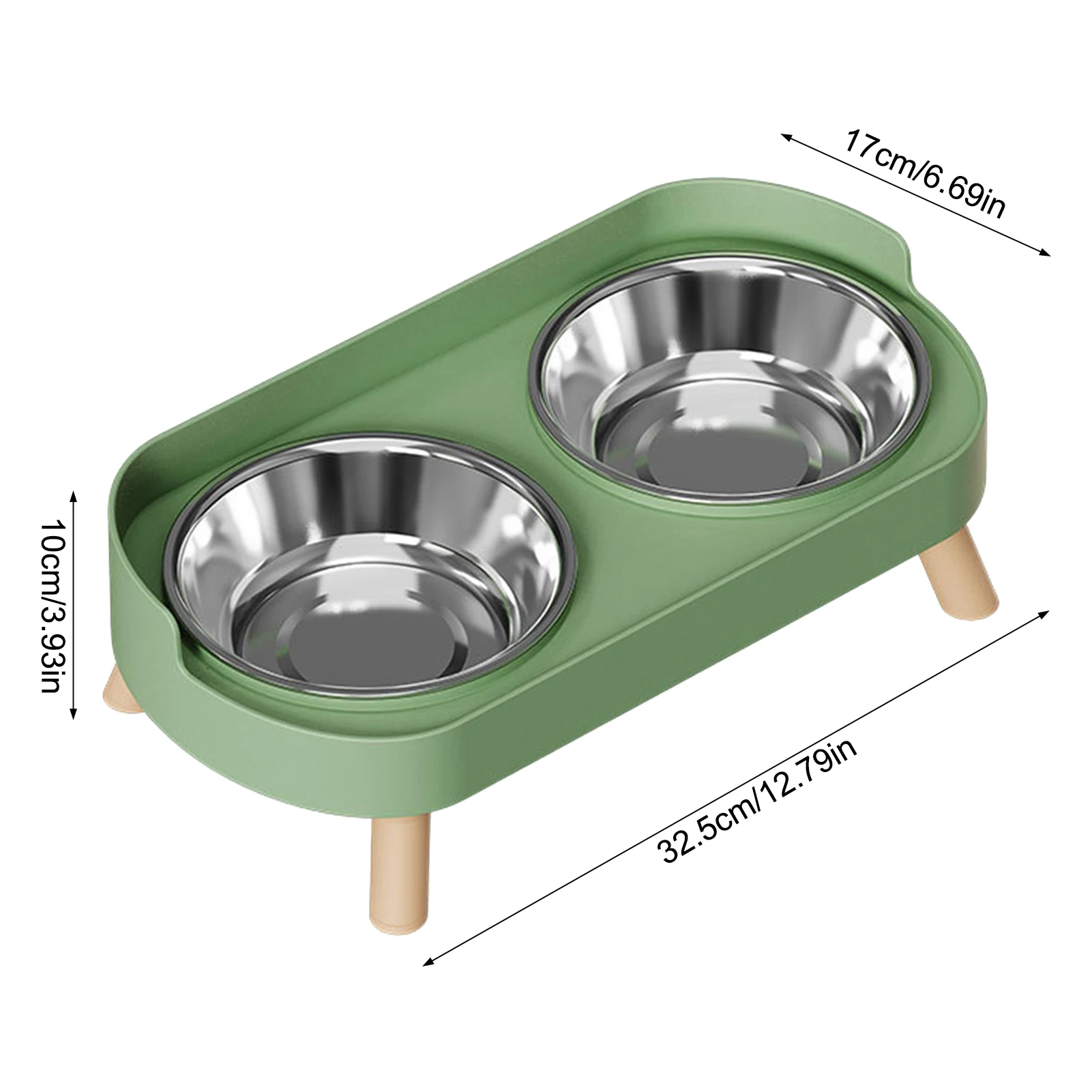 Stainless Steel Anti-Slip Cervical Protect Dual Bowl Pet Food Feeder for Cats and Dogs with Elevated Design