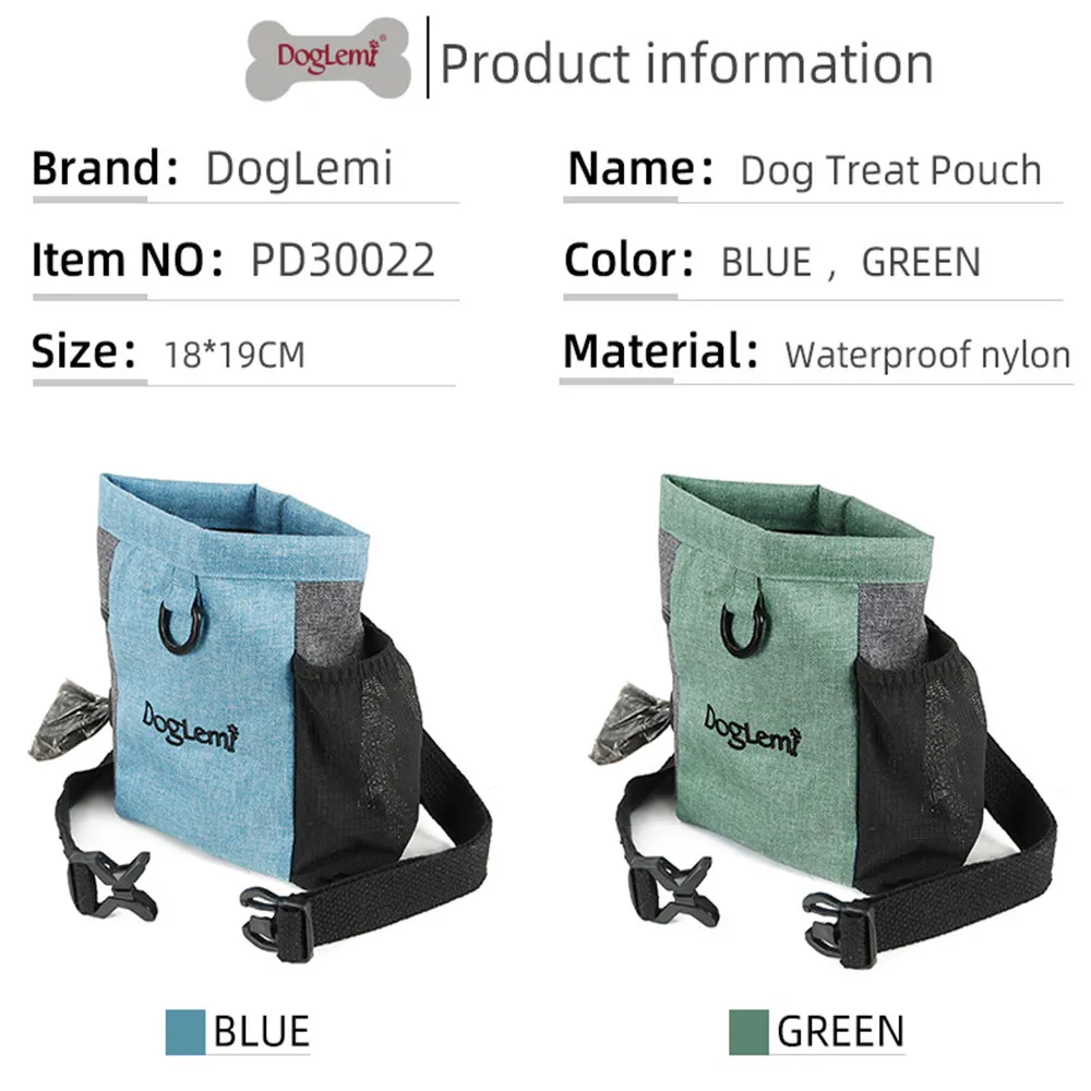 Dog Treat Bag Pet Snack Pouch with Waist Belt Training Walking Portable Outdoor Walking Dog Snack Bag Pet Storage Waist Pack