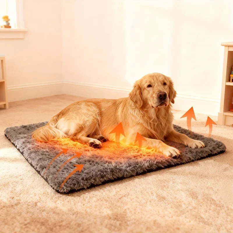 Self Warming Cat Bed, Extra Warm Self Heating Pad for Cats & Dogs, Anti-Slip Thermal Pet Mat, Washable Cover, Not Electric, Grey