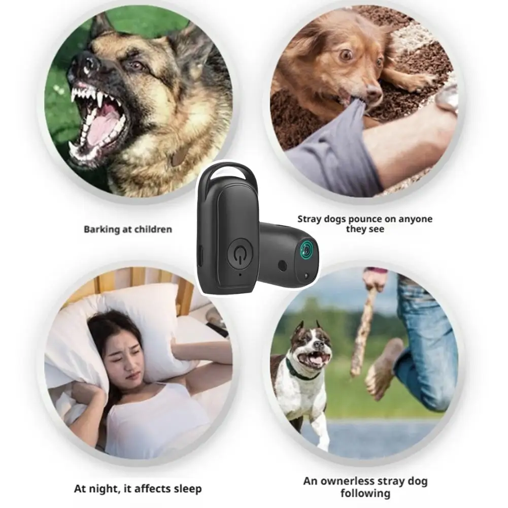 Portable Outdoor Anti Bark Deterrent Long-range Control Mini Ultrasonic Dog Removal Device USB Rechargeable With LED Light