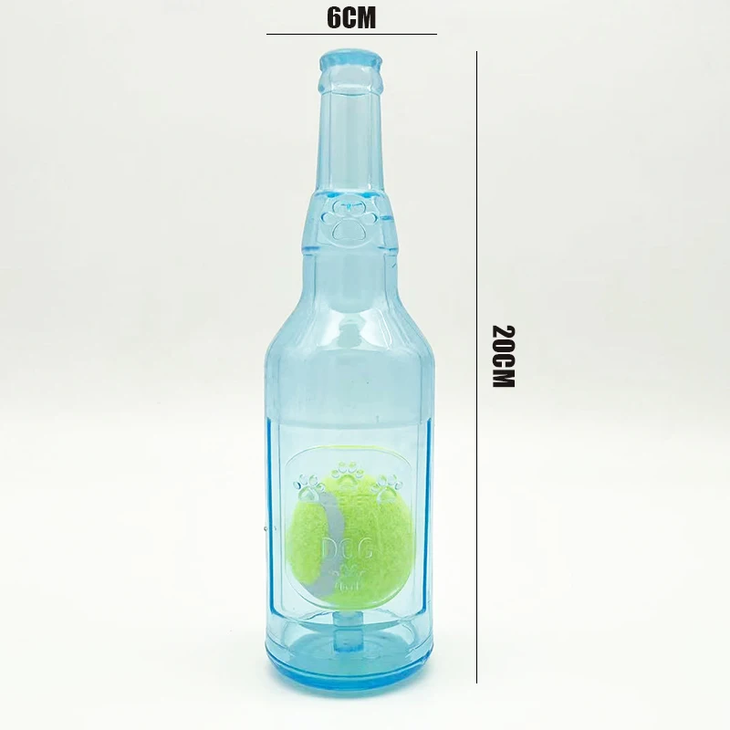 Dog Chew Toy TPR Bite-resistance Beer Bottle with Tennis Ball Toy Puppy Teeth Grinding dog Chewing Squeaky Interactive Toys