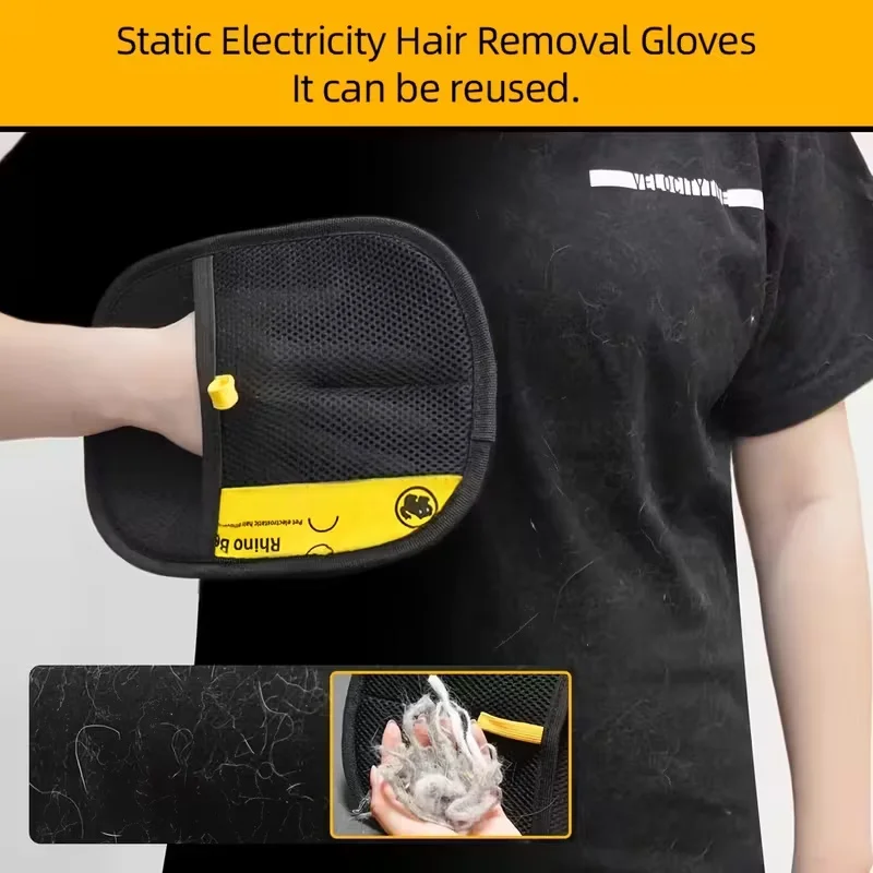Double-Sided Pet Hair Removal Brush & Grooming Gloves - 2-in-1 Cat & Dog Deshedding Tool, Lint Remover for Home