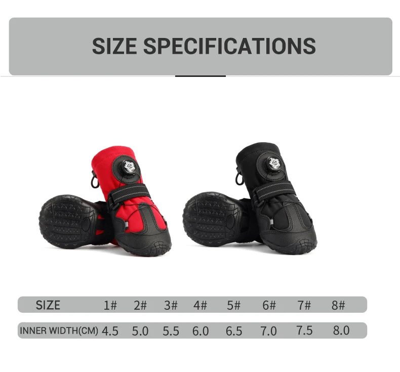 Heavy-Duty Dog Boots with Rotating Dial for Med Large Dogs Anti-Slip Waterproof Outdoor Dog Boots Paw Protector Hike Snow&Street