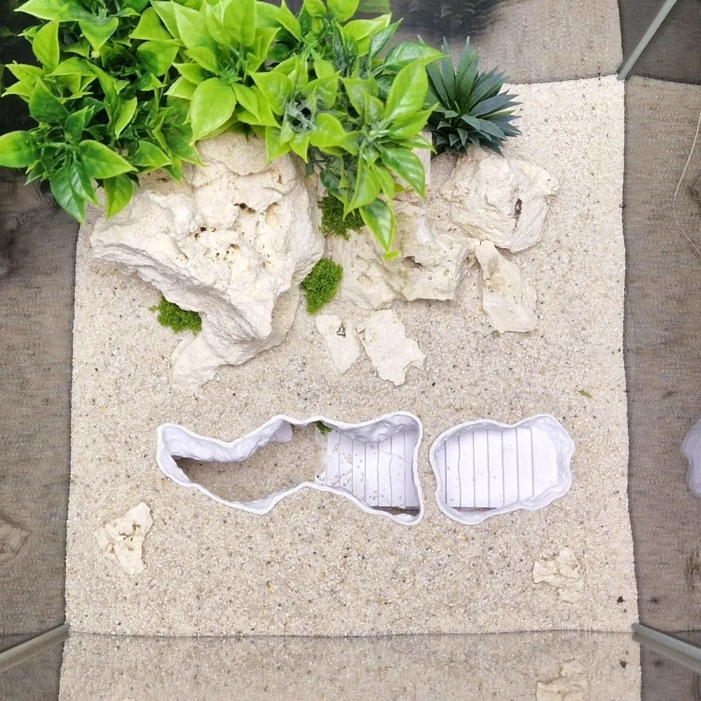 3D Printing Fish Tank Cave Simulated Viewing Ports Aquarium Cave Tunnel Natural Landscapes Plastic Fish Hiding Shelter Amphibian