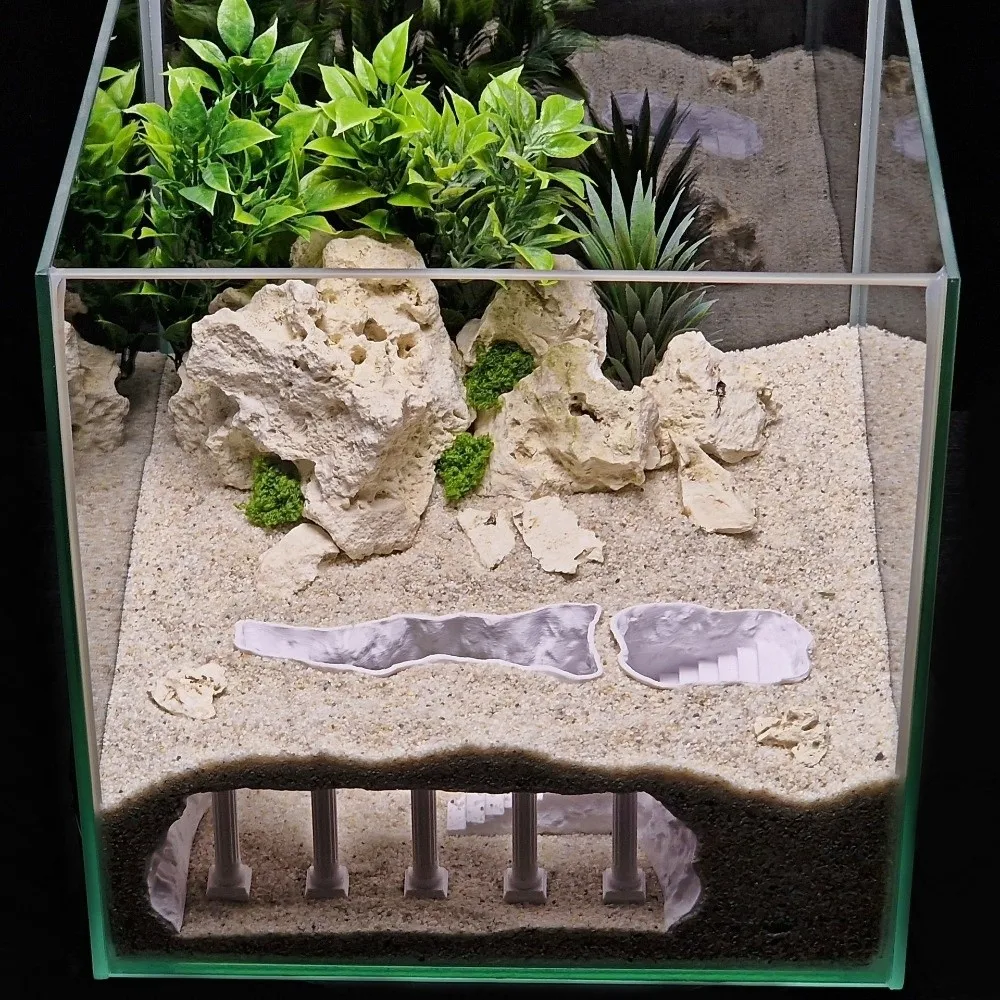 3D Printing Fish Tank Cave Simulated Viewing Ports Aquarium Cave Tunnel Natural Landscapes Plastic Fish Hiding Shelter Amphibian