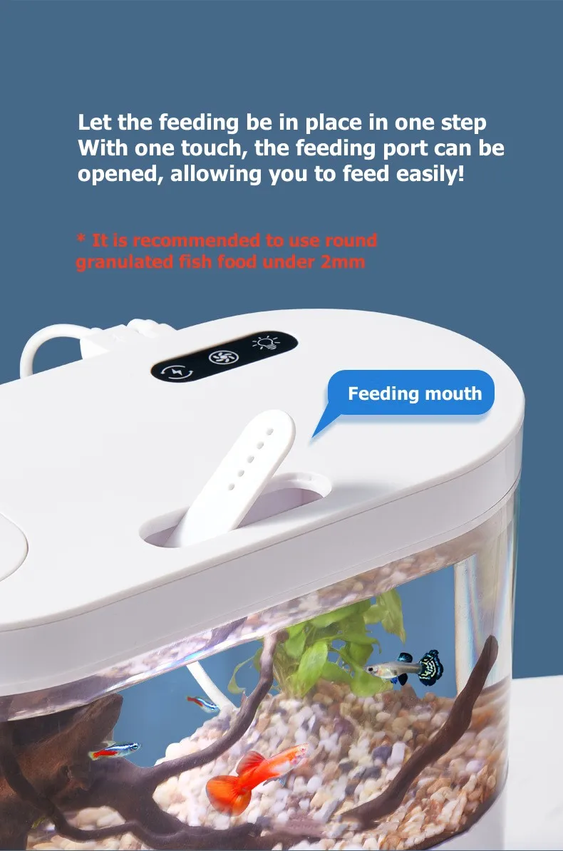 Mini Desktop Aquarium Fish Tank with Biochemical Filtration System and LED No-Change Water Integrated Ecological Water Cycle Hom