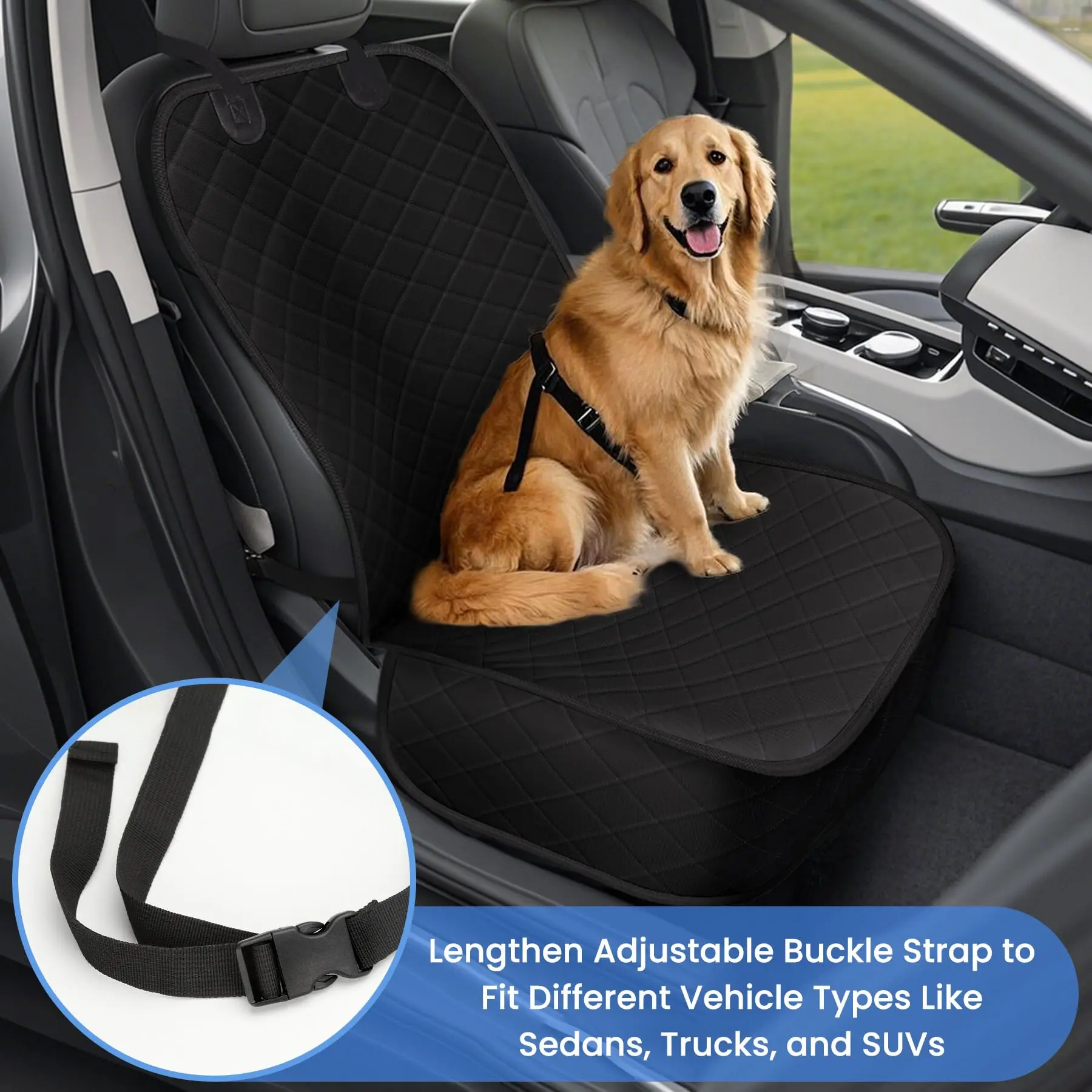 Dog Car Seat Covers Waterproof Front Seat Cover for Dogs Scratch-Proof Nonslip Pet Passenger Seat Cover Protector Fit for Cars