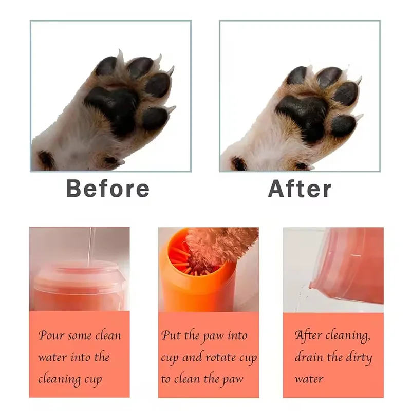 Dog Paw Cleaner Cup Soft Silicone Combs Portable Outdoor Pet Foot Washer Paw Clean Brush Quickly Wash Foot Cleaning Bucket
