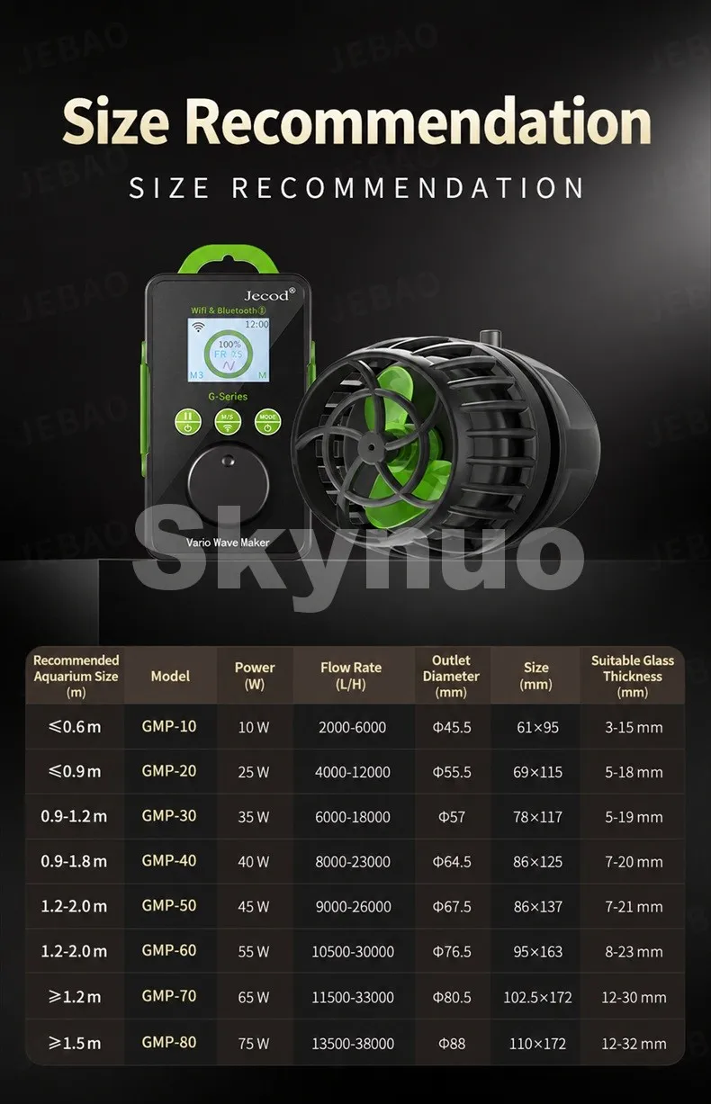 Jebao Jecod GMP Series Cordless Aquarium Vario Wavemaker Pump WIFI/BT APP Controlled for Marine Coral Reef Fish Tank