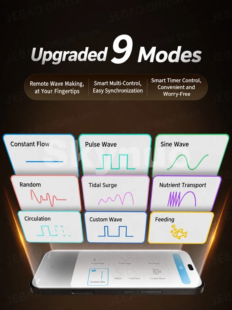 Jebao Jecod GMP Series Cordless Aquarium Vario Wavemaker Pump WIFI/BT APP Controlled for Marine Coral Reef Fish Tank