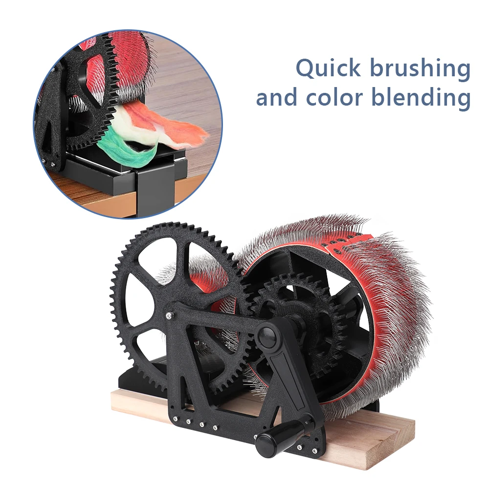 Mini Hand-Cranked Wool Combing Machine Fiber Blending Tool for Yarn Spinning Felting
