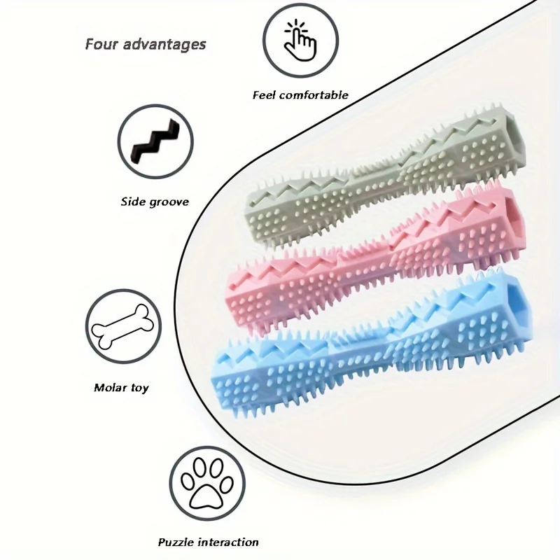 Durable Dog Chew Stick, Toothbrush for Tooth Cleaning And Massage - Soft Pet Toy