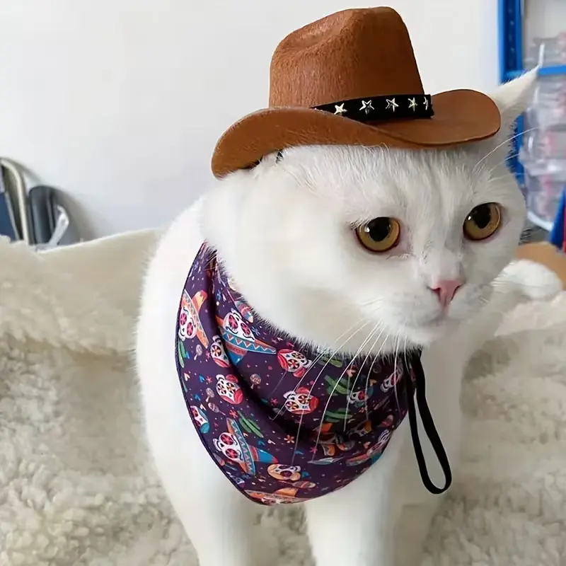 1 Charming Mini Pet Cowboy Hat - Perfect for Small Dogs and Cats, Ideal for Holiday Outings with Pets