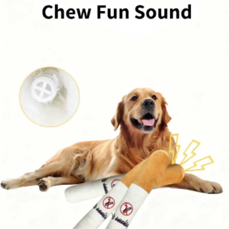 Funny Pet Toys Cigar Big Smoke Plush Squeak Dog Chew Toy Interactive Chew Resistant Fake Cigarette Design for Interactive Play