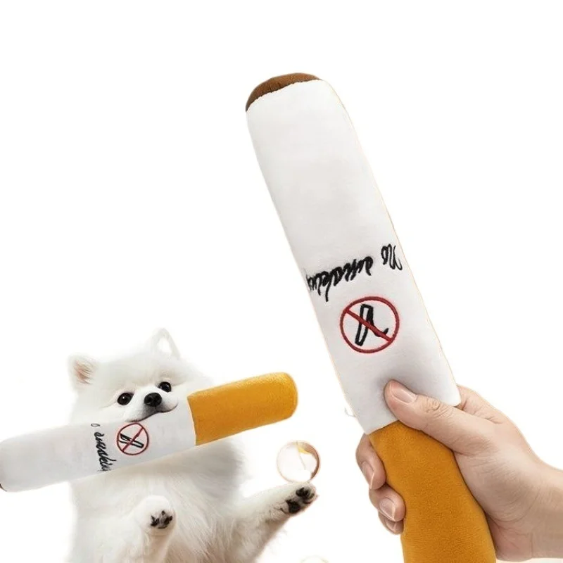 Funny Pet Toys Cigar Big Smoke Plush Squeak Dog Chew Toy Interactive Chew Resistant Fake Cigarette Design for Interactive Play