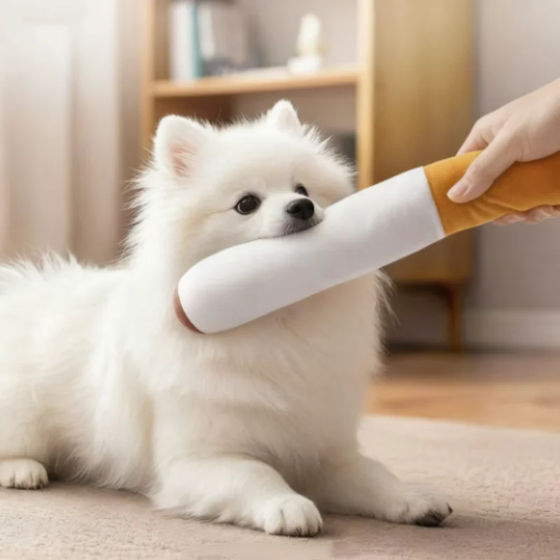 Funny Pet Toys Cigar Big Smoke Plush Squeak Dog Chew Toy Interactive Chew Resistant Fake Cigarette Design for Interactive Play