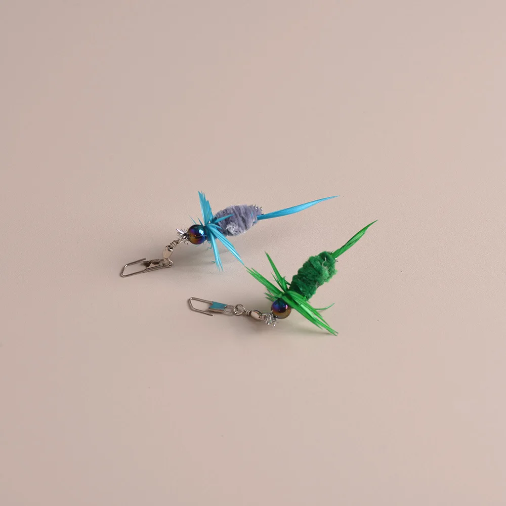 2pcs Artificial Insect Pet Toys Cat Teaser Replacement Head Wand Accessories