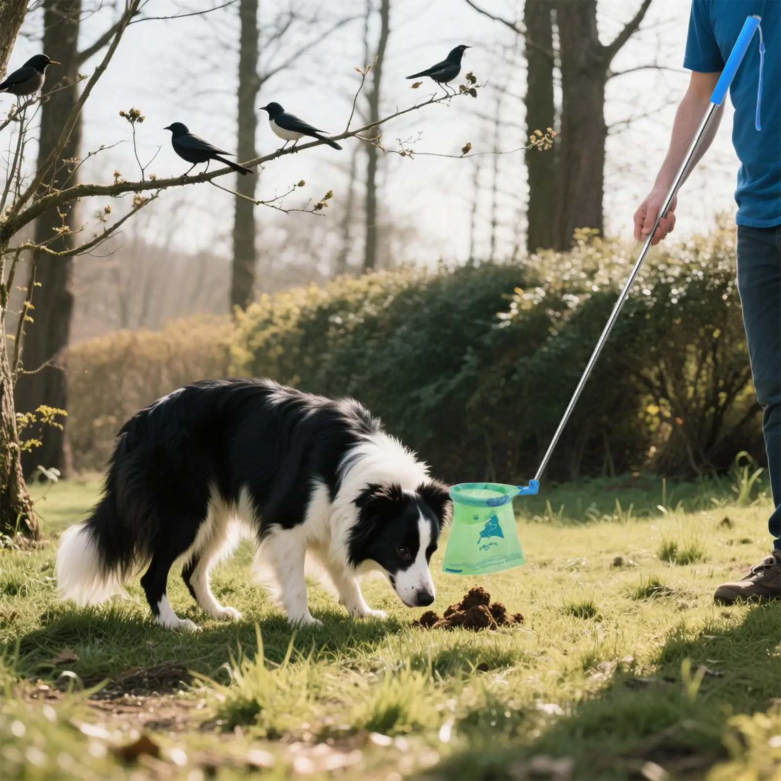 Pooper Scooper Extendable Handle Bend-Free Pet Waste Collector Dog Poop Collector for Outdoor Walks Park Adventures Outings