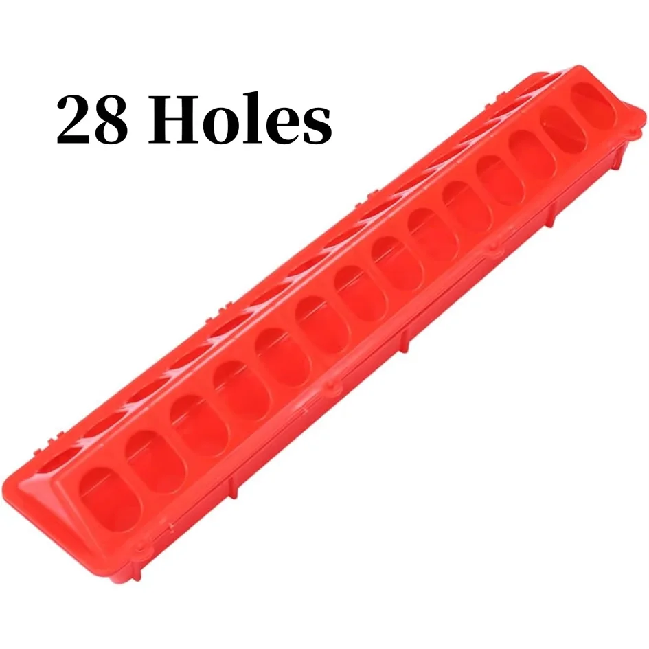 50cm Flip-Top Poultry Feeder Double Row 28 Holes Ground Feeder Plastic Clamshell Feeding Chicken Groove Farm Breeding Supplies