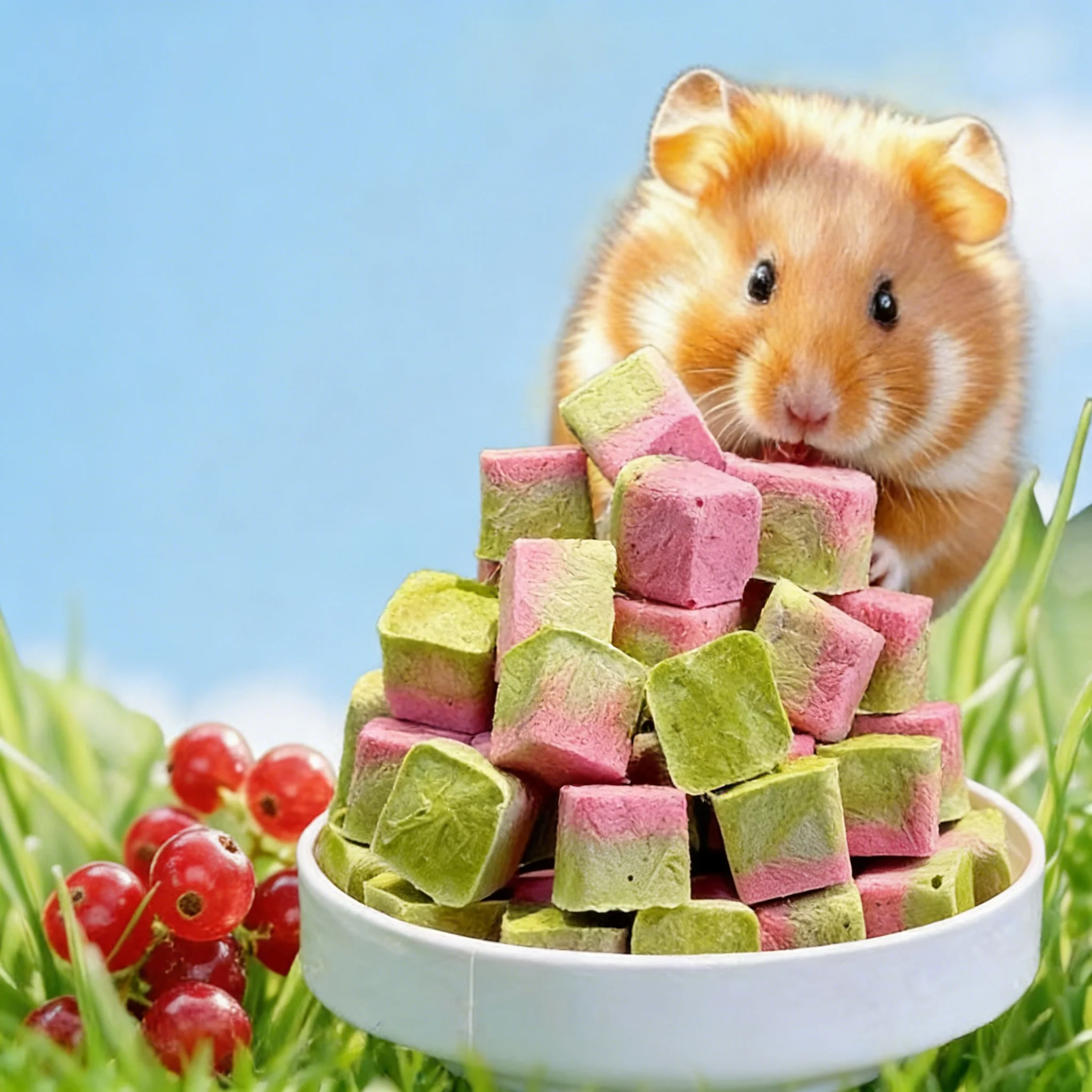 Hamster snacks, cranberry and beef liver slices, freeze-dried fruit and vegetable grains, nutritious for golden hamsters, dwarf