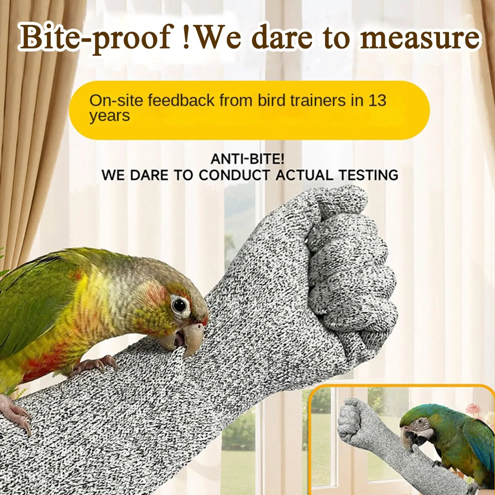 Cat Bite Proof Gloves Scratch & Puncture Resistant Heavy Duty Leather Pet Handling Gloves for Grooming Vet Falconry Bird Parrot