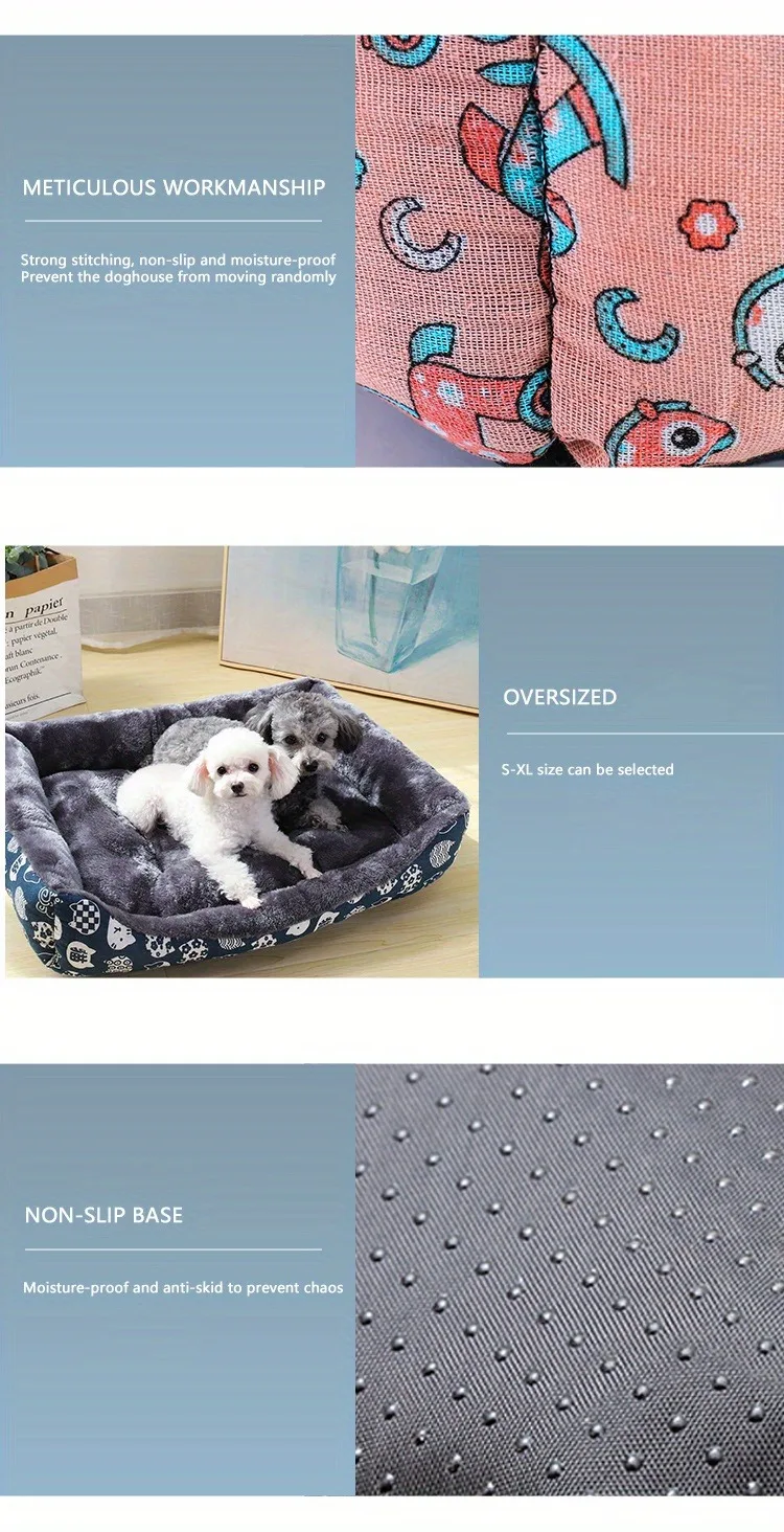 Pet Dog Bed, Sofa Cushion, Seasonal Pet Supplies, Soft and Comfortable Supplies, Large, Medium, and Small Household Cat Beds
