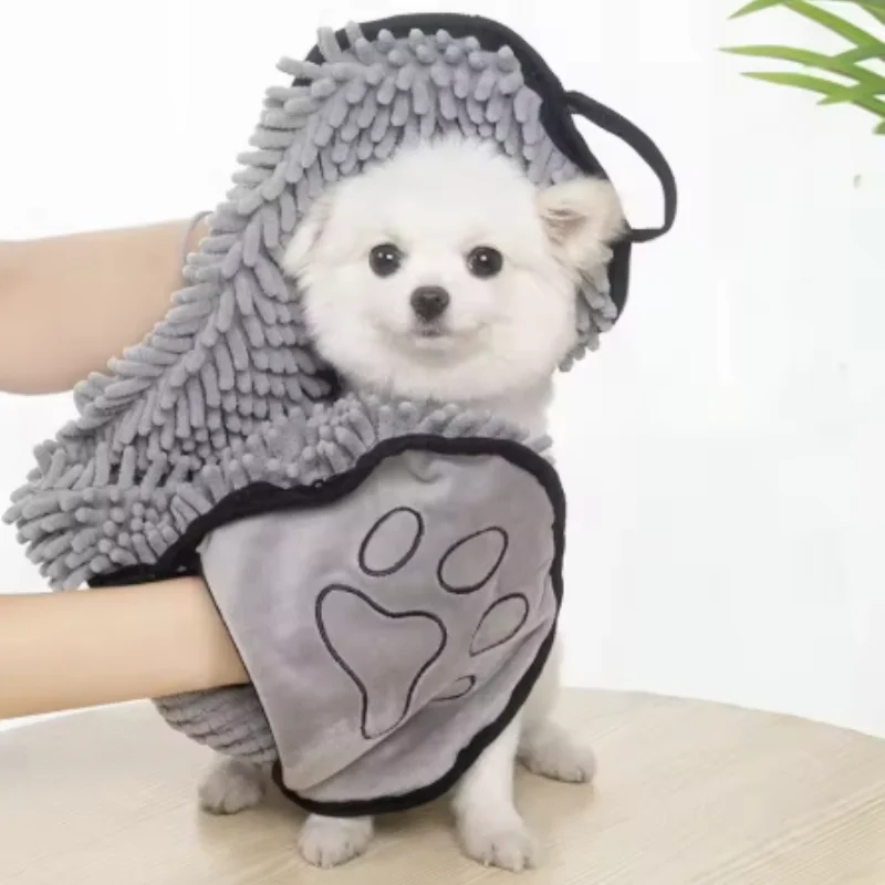 Super Absorbent Quick Dry Pet Towel Soft Dog Bath Robe Convenient Cat Bath Towel Pet Cleaning Washcloth Essential Dog Accessory