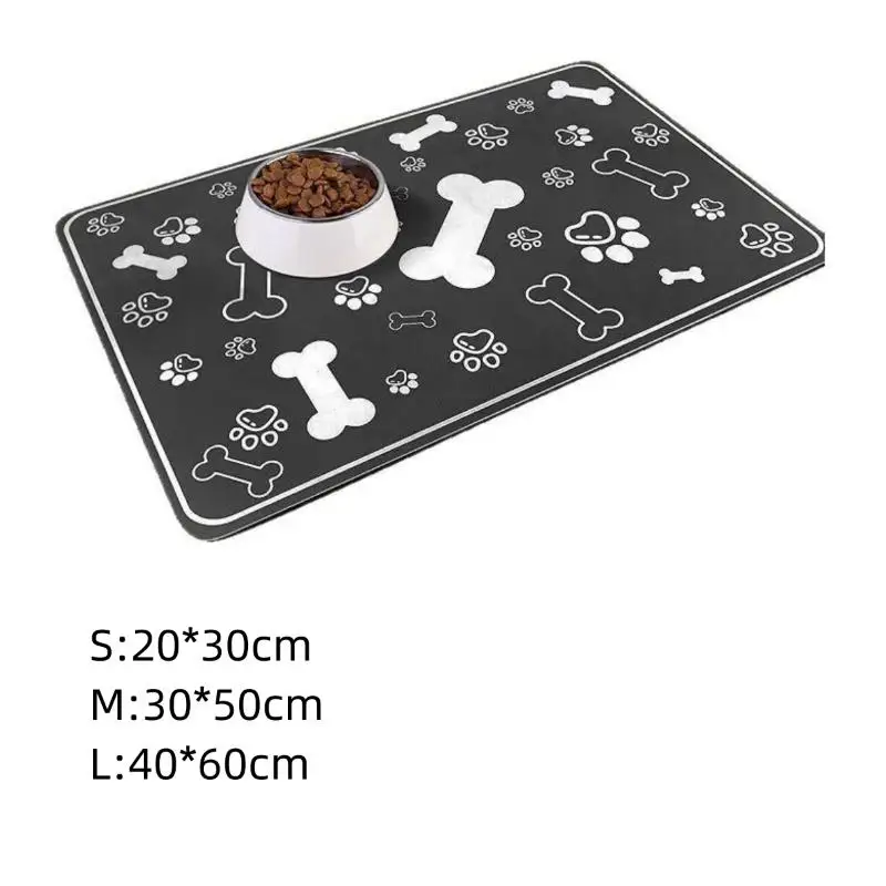 Diatomaceous Mud Pet Placemat Absorbent Water Bowl & Food Mat with Waterproof Quick-Dry Rubber Backing Non-Slip for Home Use